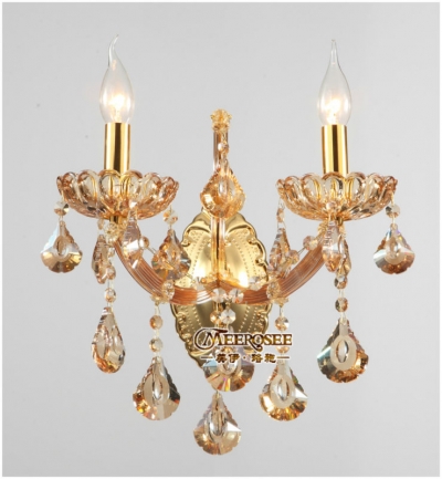 maria theresa crystal wall sconces light fixture with 2 lights amber color [wall-lamp-8664]
