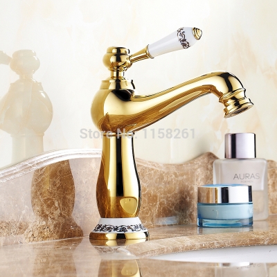 moden faucet bathroom faucet gold finish & cold brass basin sink faucet single handle with ceramic taps rg-01k [golden-bathroom-faucet-3329]