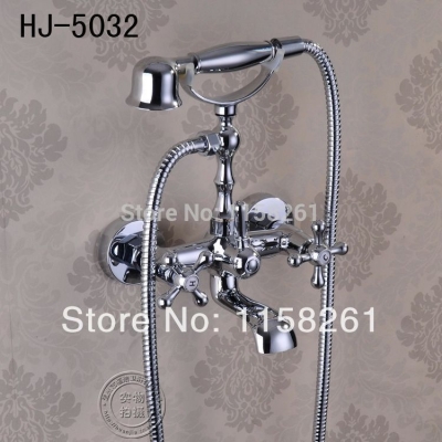 new luxury beautiful and cold device polished chrome wall mounted faucet bathroom mixer tap hj-5032 [chrome-finish-shower-set-1854]