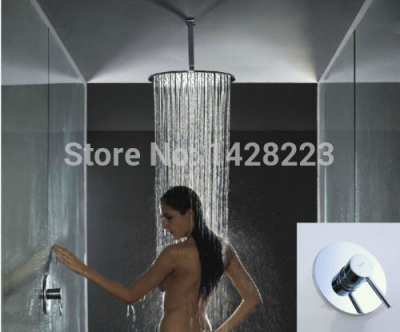 polished chrome rainfall shower faucet set 8" brass shower head + brass shower arm + hand mixer valve
