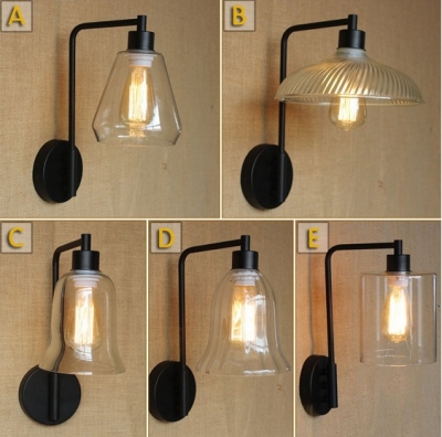 retro loft style american vintage industrial wall lamp light with glass lampshade,edison wall sconce arandela lampara pared
