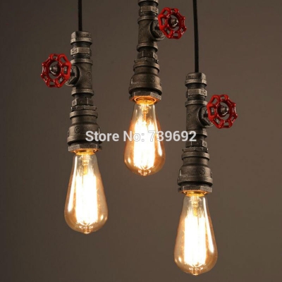retro water pipe pendant lamps personalized bar lighting hanging lamp for warehouse ktv bar fixture 1*e27