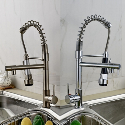 sell nickel brushed & chrome and cold water pull out & down kitchen sink mixer tap faucet deck mount [chrome-979]