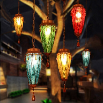 southeast asia colorful glass led pendant light special hanglamp fixtures for cafe bar dinning home lightings lamparas colgantes