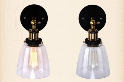 to europe 2pcs samples order glass shade industrial vintage rh loft led lighting wall sconce lamp