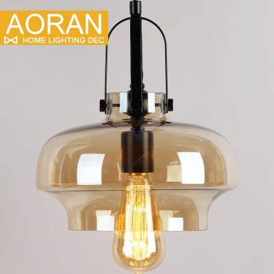 vintage amber color pendant light clear glass pendant lamp for home decoration cord line 110cm with edison bulb pl-1006 [pendant-lights-4967]