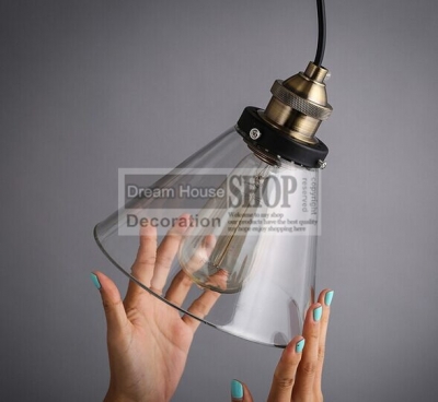 vintage pendant light e27 110v 220v copper lampholder clear glass lampshade pendant lamp for home decoration lampara colgante