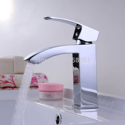 whole and retail promotion deck mounted chrome brass square bathroom basin faucet vanity sinkmixer tap hj-8068