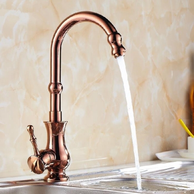 whole and retail promotion rose golden brass deck mounted kitchen faucet spout sink mixer tap single handle 9260e