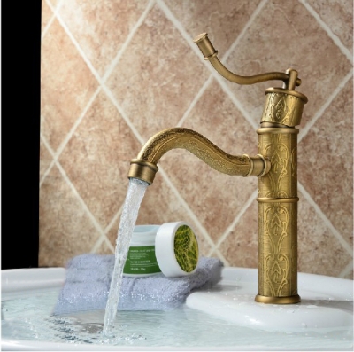 whole/retail bathroom basin waterfall faucet deck mounted single handle mixer vessel sink mixer tap 6600k [antique-bathroom-faucet-412]