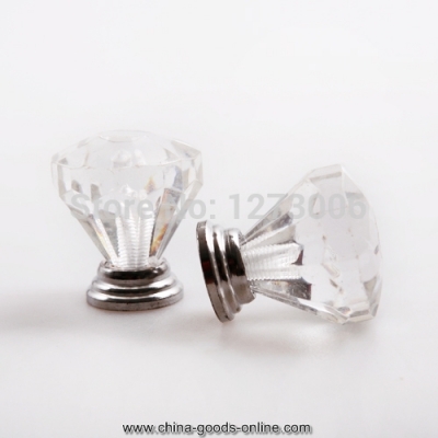 10pcs 26mm diamond shape crystal glass cabinet knob cupboard drawer pull handle