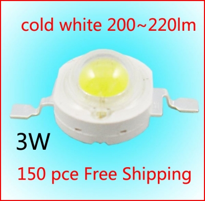 150pcs 3w high power led source cold white 5800-6500k 350ma dc3.00-3.5v 200-220lm factory whole [lamp-bead-and-aluminum-plate-5333]
