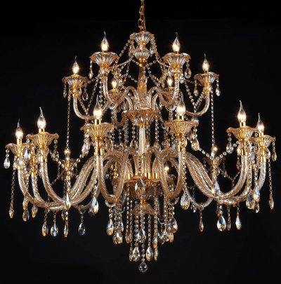 18 arm luxury double layer crystal chandelier lamp large chandelier top k9 champagne crystal el hall light [12-15-18-arm-lights-22]