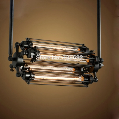 2014 new creative classical black color loft vintage bar heavy metal 4 heads retro iron pendant lights lighting [iron-pendant-lights-4597]
