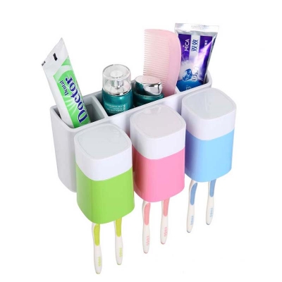 2015 creative bathroom products sets fashion toothbrush toothpaste holder wall sucker suction hook tooth brush holder+cup [bathroom-products-4254]