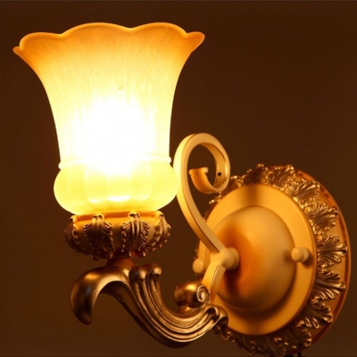 2015 european luxury painted resin royal led wall lamp hand carving and painting frosted glass lampshade wall lamp