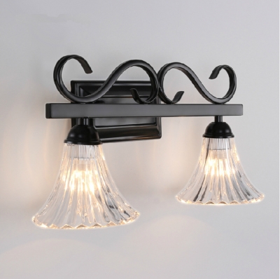 2015 modern simple led matte black iron 2 head glass wall lamp washroom mirror lamp