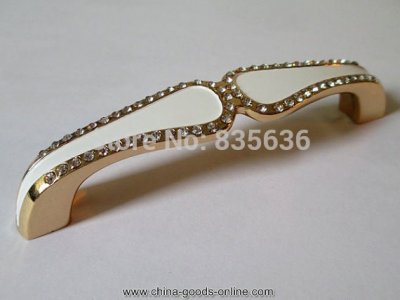 3.75" rhinestone drawer pulls handles dresser pull handle gold white glass crystal / kitchen cabinet knobs 96 mm [Door knobs|pulls-363]