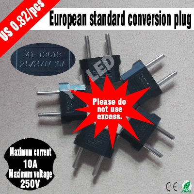 5 pcs/lot european universal conversion plug, us standard australia standard conversion eu standard adapter 2 pin plugs