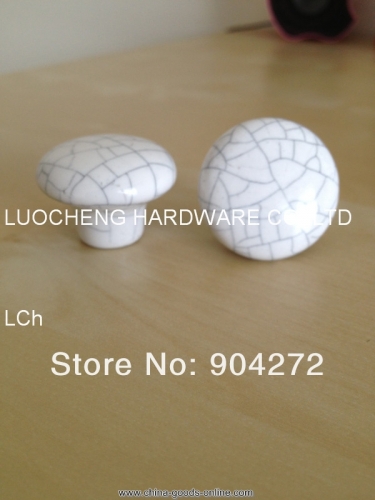 50 pcs/lot 33mm crackle white ceramic knob ceramic handles cabinet knob door knobs zinc knobs