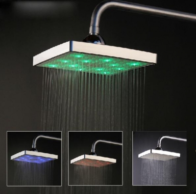 6 inch led rain shower, 3 color changing led chuveiro