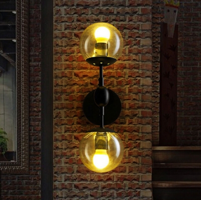 american country creative loft style iron wall light vintage coffee shop dining room decoration glass wall lamp