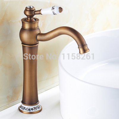 bathroom faucet antique bronze finish brass basin sink faucet with ceramic single handle water taps rg-07f
