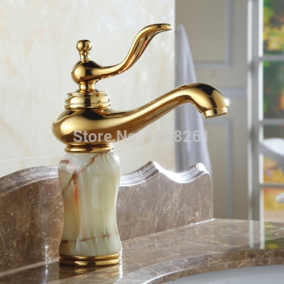 bathroom faucets vanity basin mixer brass and marble material with gold-plated and cold water al-8913k [golden-bathroom-faucet-3459]