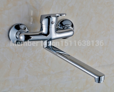 contemporary wall mounted chrome brass kitchen faucet single handle