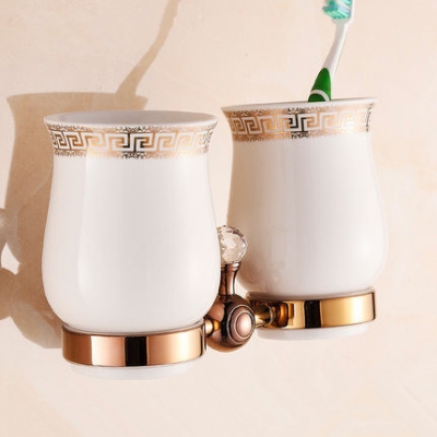 crystal rose golden brass tumbler holder cup&tumbler holders tumbler toothbrush holder bathroom accessory hk-32e