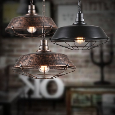 dia*36/46cm american industrial loft vintage pendant lights for dining room iron black/rust painted e27 edison bulb home lamp