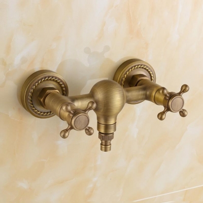 dual handle brass antique wall shower faucet [shower-faucet-7677]