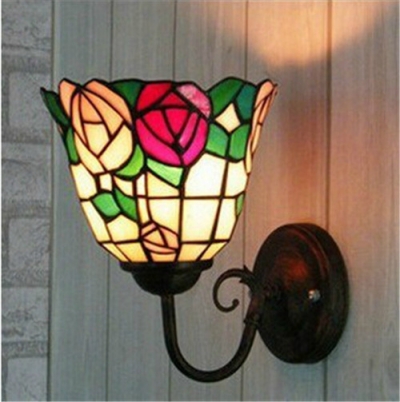european style wall lights rose glass shade for bedroom/dining room, [glass-lamp-1307]