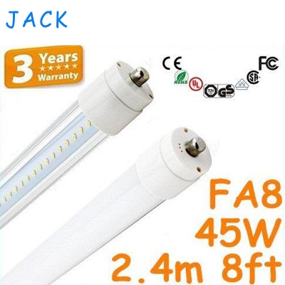 fa8 single pin led tube 2.4m 45w 4200lm light smd 2835 led fluorescent light tube t8 2400mm 8ft fa8 smd2835 192 led ac85-265v