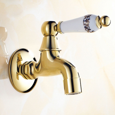 gold polished laundry sink tap wall mount mop pool faucet bathroom bibcocks