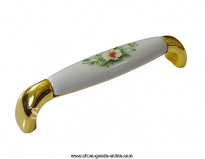 gold zinc alloy ceramic door handle/ knobs furniture hardware accesories 10pc per lot whole & retail discount