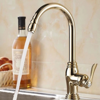 golden brass finishing kitchen faucets kitchen tap basin faucets single hand and cold wash basin tap 8915 [golden-kitchen-faucet-3585]