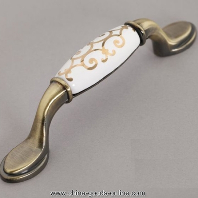 golden flower ceramic antique brozne funiture handle small long shaped modern knob european rural style cabinet pull [Door knobs|pulls-1837]