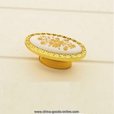 golden single hole whole ceramic cabinet wardrobe knob drawer cupboard pulls handles [Door knobs|pulls-1344]