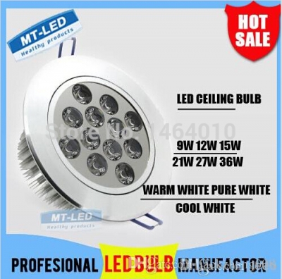 high power led ceiling lamp 9w 12w 15w 21w 27w 36w led bulb 85-265v led lighting led light down light with led drive [ceiling-downlight-610]