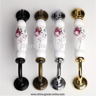 hole space 160mm ceramic with zinc alloy gold ,black ,silver cabinet drawer wardrobe antique furniture handles pulls knobs 09
