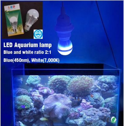 led aquarium lamp e27 ac85-265v 6w, provide fish tank illumination and plants grow lights,blue & white