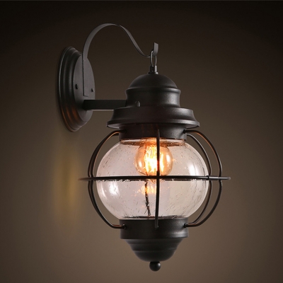 loft industrial vintage thick glass iron edison wall lamp for coffee house with edison a19 bulb [american-style-7934]