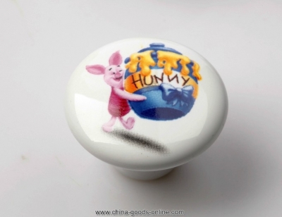 lovely pig cartoon cute handle animals door cabinet drawer ceramic knob pulls mbs048-1