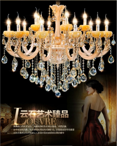 luxurious project marble crystal chandelier lamp/light/lighting fixture foyer chandelier lusters [crystal-chandelier-zinc-alloy-2341]