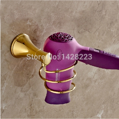 luxury ti-pvd hair dryer rack solid brass spiral shape bathroom el hairdryer holder [hair-dryer-rack-3632]