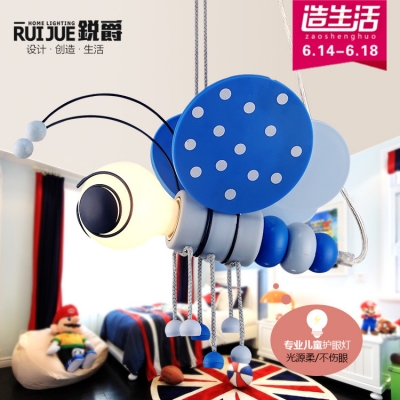 modern boy bedroom droplight eye protection mediterranean blue brave naive cute pure cartoon bee pendant light [new-products-7143]