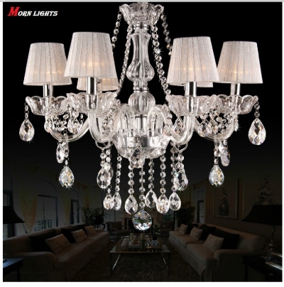 modern crystal chandelier lighting lamps modern fashion art crystal chandelier with lampshades light lamp cover luxury crystal [6-8-10-arm-lights-365]