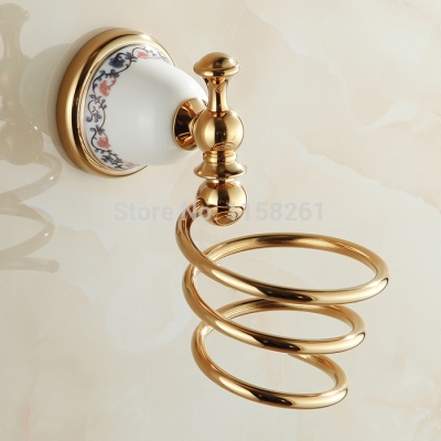 modern fashion bathroom hair dryer shelf rack golden finish commodity holder wall mount bathroom accessories3315k