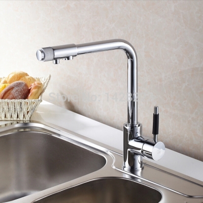 multifunction deck mounted rotate spout kitchen sink faucet polished chrome pure water mixer taps